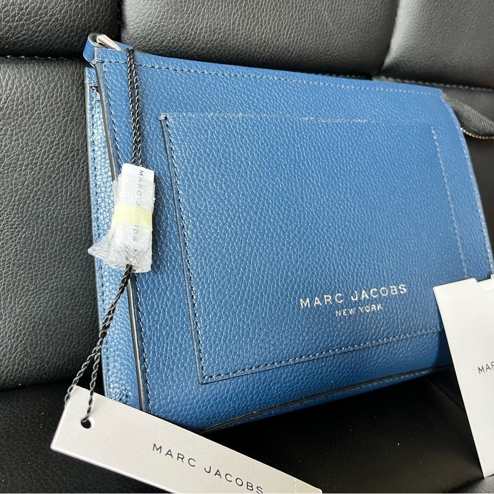 Marc Jacobs Azure Blue Leather Clutch Wallet Silver Hardware NWT